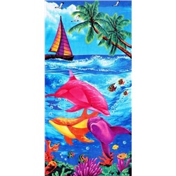 Пляжное полотенце велюр-махра "Розовый дельфин" 70*140 см. хлопок 100%41