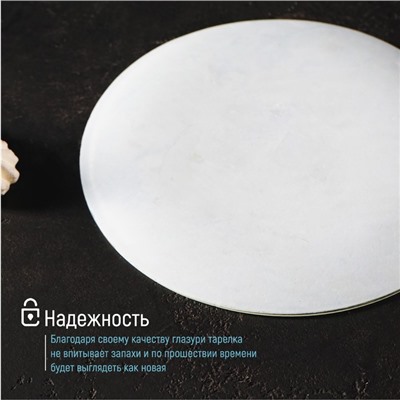 Тарелка обеденная Доляна «Марбл белый», d=20 см, цвет белый