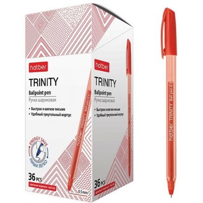 Ручка шариковая масляная "TRINITY" красная 0.5мм (085301) Хатбер