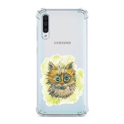 Противоударный силиконовый чехол Котенок в желтом облаке на Samsung Galaxy A50