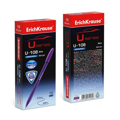 Ручка шариковая ErichKrause U-108 Original Stick, узел 1.0 мм, чернила фиолетовые