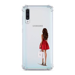 Противоударный силиконовый чехол Девушка в красном мини-платье на Samsung Galaxy A50