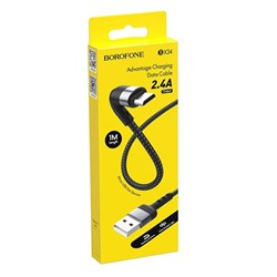 Кабель USB-микро USB Borofone BX34, Advantage, 1.0м, круглый. 2.4А. силикон, черный