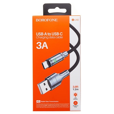 Кабель USB - Type-C Borofone BU40  120см 3A  (black)