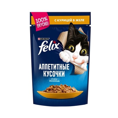 Влажный корм FELIX AGAIL для кошек, курица в желе, пауч, 85 г