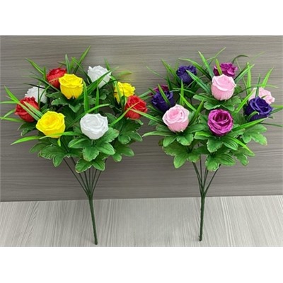 Цветы искусственные декоративные Розы (9 цветков) 3 цвета 48 см