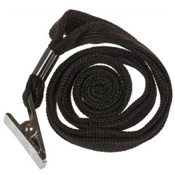Шнурок для бейджа 45 см с метал клипсой черный 284664