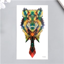 Татуировка на тело цветная "Волк в галстуке. Пиксели" 10,5х6 см
