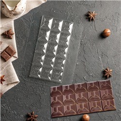 Форма для шоколада и конфет «Плитка Ночной Поцелуй», 17×8,5×1 см, цвет прозрачный