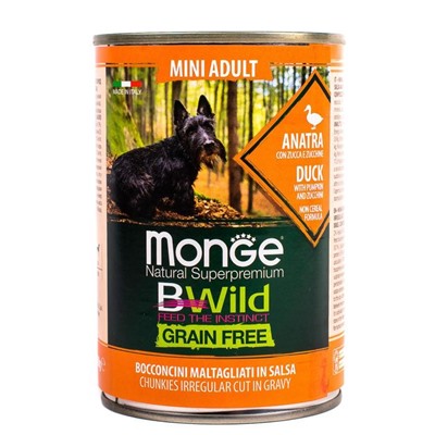 Влажный корм Monge Dog BWild GRAIN FREE Mini для собак, утка/тыква/кабачки, 400 г