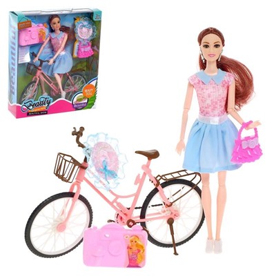 Кукла-модель шарнирная «Юля» на велосипеде, с аксессуарами 4407693