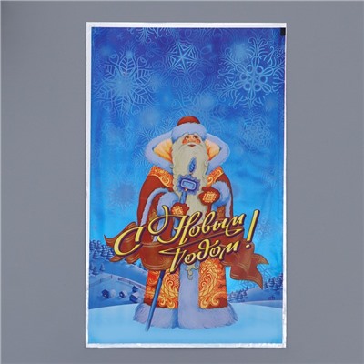 Пакет подарочный "Дед Мороз" 25 х 40 см, цветной металлизированный рисунок