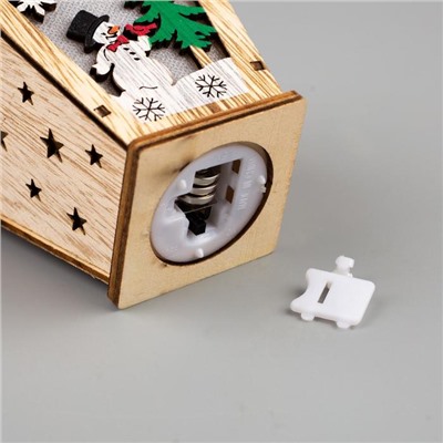 Ёлочная игрушка «Фонарь со снеговиком», батарейки, свечение тёплое белое