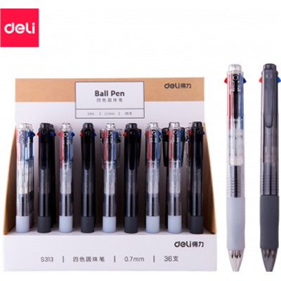 Ручка шариковая автоматическая  4-х цветная S313 ассорти 0.7мм (1808253) Deli