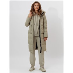 Пальто утепленное женское зимние бирюзового цвета 112253Br