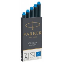 Баллончики для перьевых ручек QUINK LONG синие (цена за 5 шт.) -00-00029618 (1950383) смываемые синие чернила (1829343) PARKER