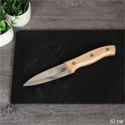 Нож кухонный 10 см, деревянная ручка / C43-305 /уп 360/