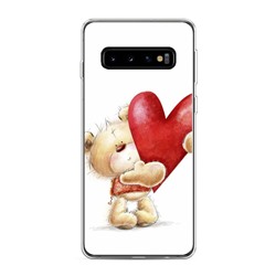 Силиконовый чехол Мишка с сердцем 4 на Samsung Galaxy S10