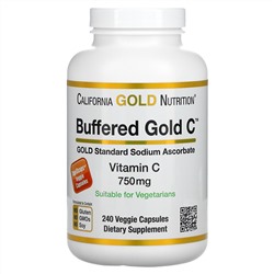California Gold Nutrition, буферизованный витамин C в капсулах, 750 мг, 240 растительных капсул