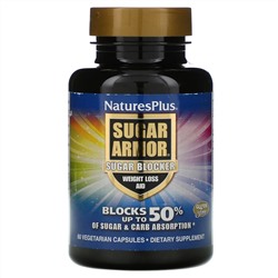 Nature's Plus, Sugar Armor, блокатор сахара, средство для снижения веса, 60 вегетарианских капсул