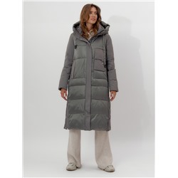 Пальто утепленное женское зимние цвета хаки 112261Kh
