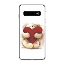 Силиконовый чехол Мишка с сердцем 1 на Samsung Galaxy S10