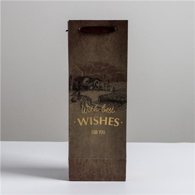 Пакет ламинированный под бутылку Wishes, 13 x 36 x 10 см