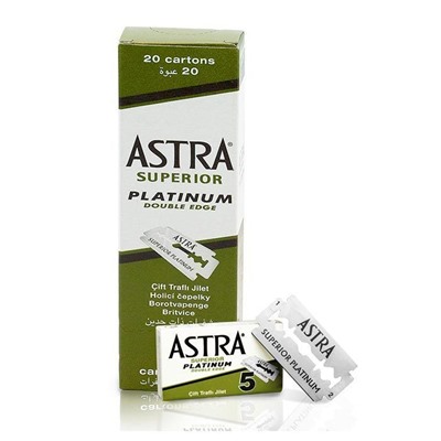 Лезвия для бритья классические двусторонние Astra Platinum 5шт. (20X5шт. =100 лезвий) в картонном блоке