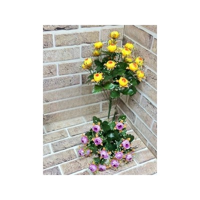 Цветы искусственные декоративные Розы с гипсофилой (18 бутонов) 55 см