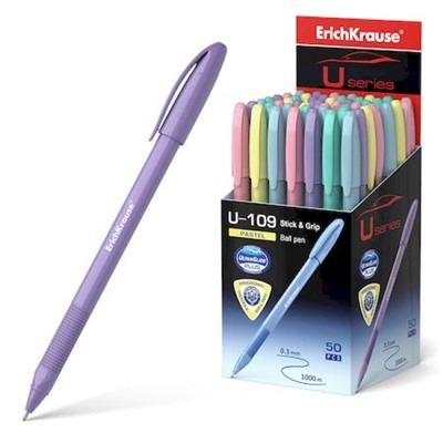 Ручка шариковая U-109 Pastel Stick Grip Ultra Glide Technology синяя 1.0мм 58111 ErichKrause