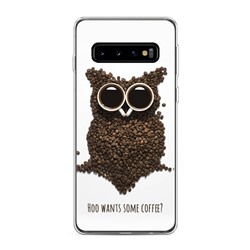 Силиконовый чехол Сова из кофейных зерен на Samsung Galaxy S10