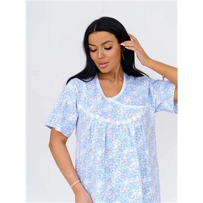 Ночная сорочка женская Текс-Плюс, цвет белый голубой серый
