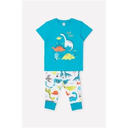 Пижама для мальчика Crockid К 1562 сочная бирюза + цветные динозавры