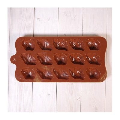 Форма силиконовая для шоколада "Ракушки" 20*10 см, 15 ячеек