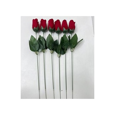 Цветок искусственный декоративный Роза красная 1 шт (с декором) 38 см