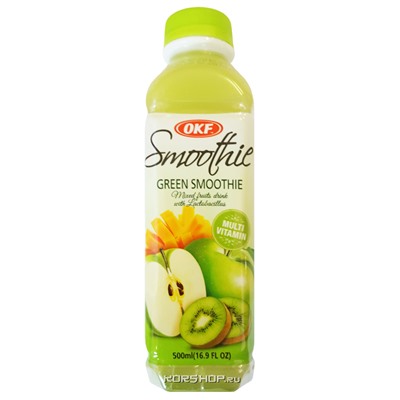 Витаминный напиток с лактобактериями Смузи Smoothie Green OKF (киви, зеленое яблоко, манго), Корея, 500 мл Акция