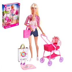 Кукла модель «Молодая мама», с пупсом, с аксессуарами, цвет розовый 7878698