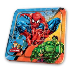 Деревянная игрушка-пазл Spiderman, 10*10 см терм. пакет Буратино