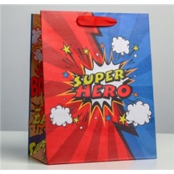 060-0078 Пакет крафтовый вертикальный «Супер герой», MS 18 × 23 × 10 см