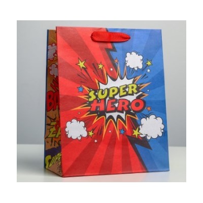 060-0078 Пакет крафтовый вертикальный «Супер герой», MS 18 × 23 × 10 см