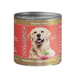 Влажный корм Dog Lunch для собак, говядина с индейкой в соусе, 750 г