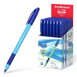 Ручка шариковая U-109 Neon Stick Grip Ultra Glide Technology синяя 1.0мм 47612 ErichKrause