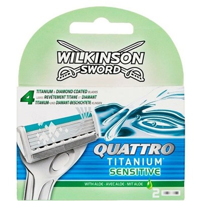 Кассеты для бритвы Schick (Wilkinson Sword) QUATTRO Titanium/ Titanium Sensitive (2шт)