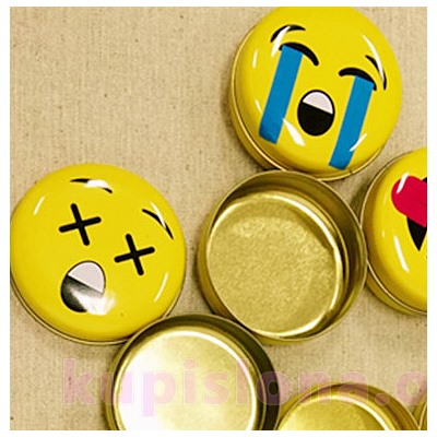 Круглая металлическая коробочка «Emoji»