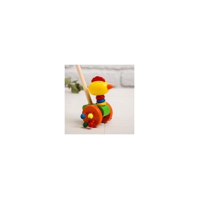 Детская каталка на палочке «Животные с бусинками на колёсах» 9×14×50, МИКС 4704504