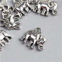 Декор металл для творчества "Индийский слон" серебро (А16480) 1,3х1,2 см