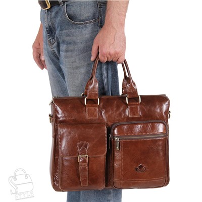Портфель мужской кожаный 0065 brown Zinimsk