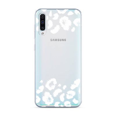 Силиконовый чехол Окрас леопарда рамка белая на Samsung Galaxy A50