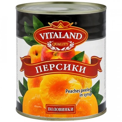 Персики половинки, сухой вес 1800 г  VITALAND