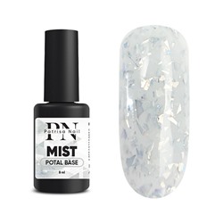 8 мл, Patrisa Nail, POTAL Mist Base (каучуковая молочно-серая база с серебряной поталью)